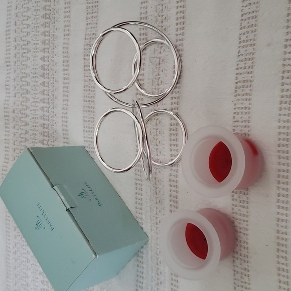 Partylite candle holder tea light candles, frosted glass, looped silver design. - Picture 4 of 4